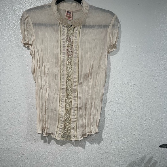 Faded glory cream button up blouse - Picture 5 of 7